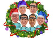 Caricatura natalizia aziendale personalizzata dalle foto dei dipendenti