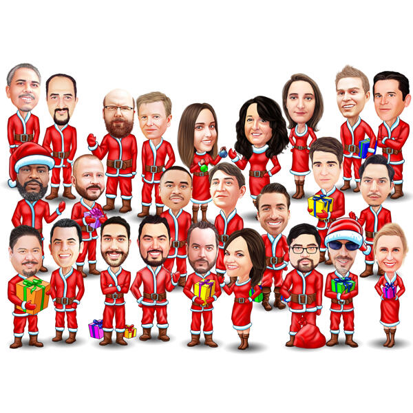 Custom Christmas Santa Group Caricature