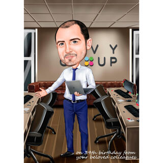Custom Project Manager Caricature Gift from Photo in Color Style