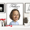 Poster di Happy Father's Day stampato - Caricatura colorata di papà da foto
