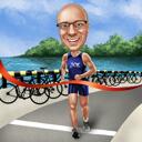 Triathlon Caricature from Photos for Triathlete Gift