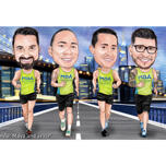 Caricatura del gruppo di jogging