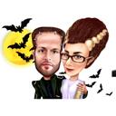 Anpassad Halloween-karikatyr av par