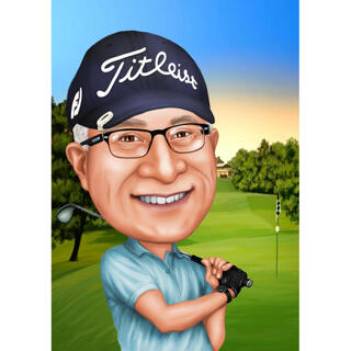 Golfer Portrait from Photos: Head and Shoulders, Colored Style