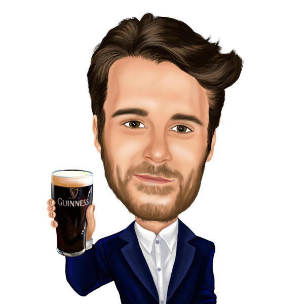 Caricatura de estilo colorido personalizado - pessoa com caneca de cerveja para presente personalizado
