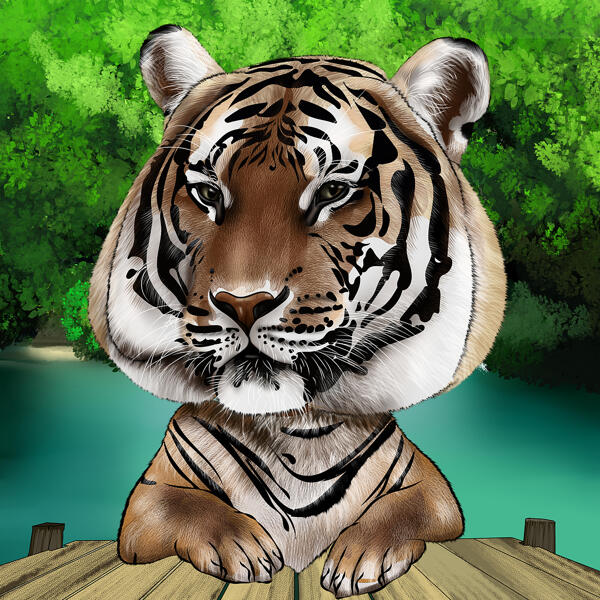 Caricatura de Tigre com Fundo