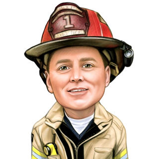 Firefighter Portrait from Photos: Head and Shoulders, Colored Style