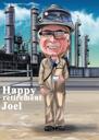 Colored Full Body Caricature Drawing with Custom Background