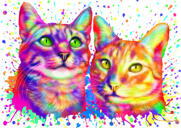 Portrait caricatural de couple de chats à l'aquarelle