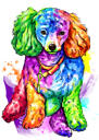 Smieklīgs suņa karikatūras portrets akvareļu stilā no fotoattēliem