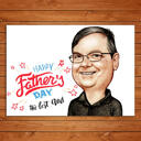 Painettu Happy Isänpäivä -juliste - värillinen isän karikatyyri valokuvasta