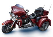 Pielāgota motocikla karikatūras zīmējums