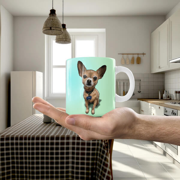 Caricature de chien sur une tasse