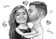 Desen animat cuplu romantic sărut pe obraz