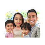 Pastelfamilieportræt fra fotos med stænk i baggrunden
