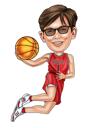 Exaggerated Basketball Player Caricature in Uniform