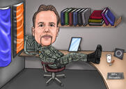 Caricature « Je suis à la retraite » - Jambes sur un bureau