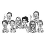 Zeichnung einer Krankenschwestergruppe für medizinische Versorgung