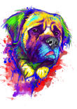 Chien+Dessin+Portrait+Style+Aquarelle+Arc-en-ciel