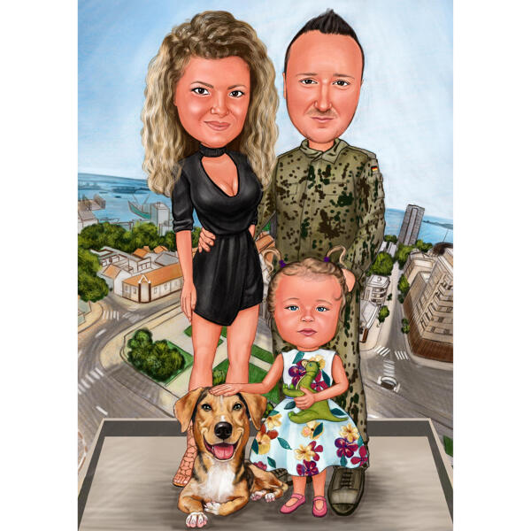 Caricatura familiar militar