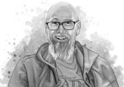 Person Watercolor Grayscale Portrait from Photos