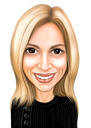 Woman Cartoon Portrait in Color Style Hand Drawn from Photo