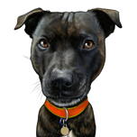 Staffordshire Bull Terrier Cartoon Portret: Potlood Stijl