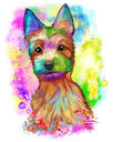 Yorkie Dog Caricature Portrait in Delicate Watercolor Pastel Style