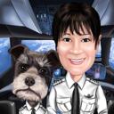Pilot with Dog Caricature from Photos
