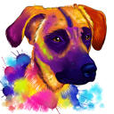 Mischlingshunde+Aquarell+Stil+Karikatur+Portrait+von+Fotos+auf+blauem+Hintergrund