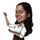 Conference Female Presenter Caricature in Colored Style