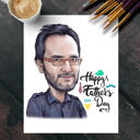 Affiche imprimée de la fête des pères heureux - Caricature de papa colorée d'après Photo