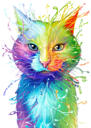 Pasteļtoņu akvareļu kaķu portrets no fotogrāfijām