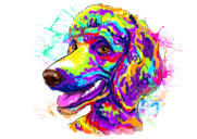 Retrato de pintura em aquarela poodle