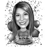 Retrato em desenho animado do 50º aniversário