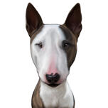 Custom Bull Terrier färgad karikatyrteckning från foton