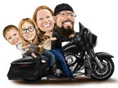 Dibujo de familia en moto