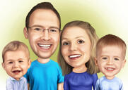 Custom Family Caricature from Photos in Digital Style