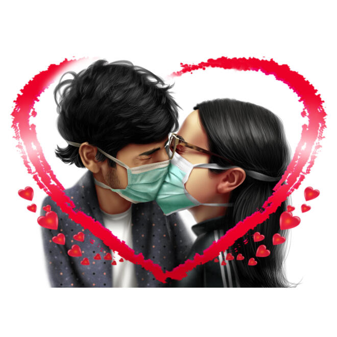 Caricatura de pareja besándose apasionadamente a pesar de todo Caricatura de pareja besándose apasionadamente a pesar de todo
