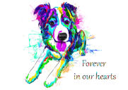 Full Body Dog Memorial Portrait from Photos in Rainbow Watercolor Style