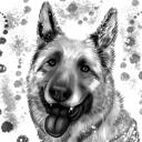 Grafietportret van Duitse herdershond uit foto's