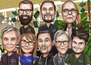 Caricature de Noël d'entreprise personnalisée à partir de photos d'employés