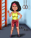 Full Body Fitness -karikatyyri valokuvista taustalla