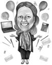 Caricature exagérée d'une femme d'affaires