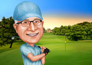 Caricature d'anniversaire de golfeur