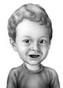 Baby Cartoon Portrait in Black and White Digital Style from Photos