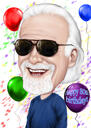80th Birthday Anniversary Caricature