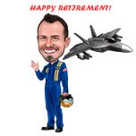 Caricatura del regalo di pensionamento del pilota di caccia