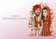 Indische Hochzeitskarikatur-Einladung