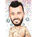 Person födelsedagskarikatyrpresent med konfettibakgrund för 25-årsjubileum